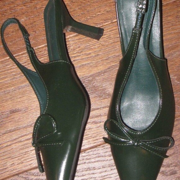 Annie Slingback Heels in Fall Green - Picture 3 of 3